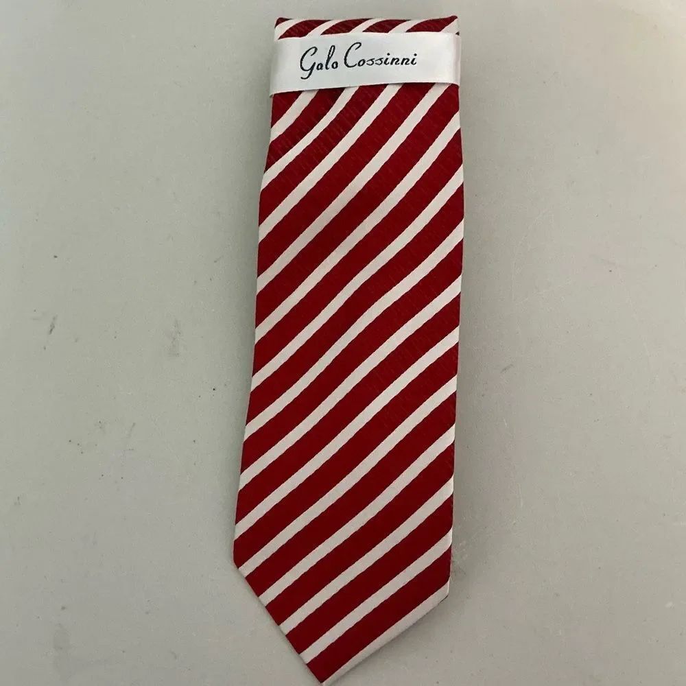 New Galo Cossinni Silk Red and White Mens Neck Tie NWT